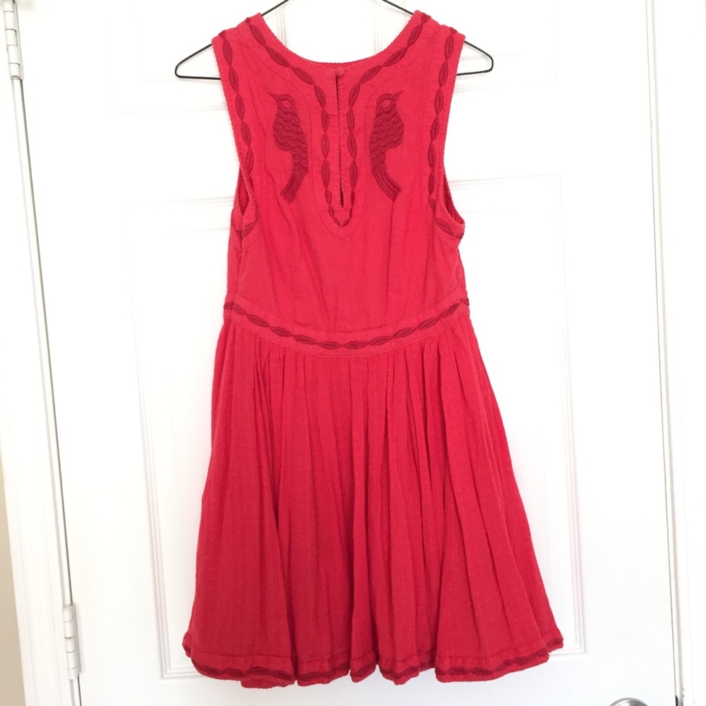 Free People Coral Birds of a Feather Mini Dress - Picture 6 of 8